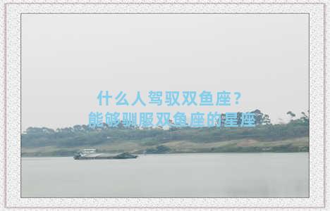 什么人驾驭双鱼座？能够驯服双鱼座的星座